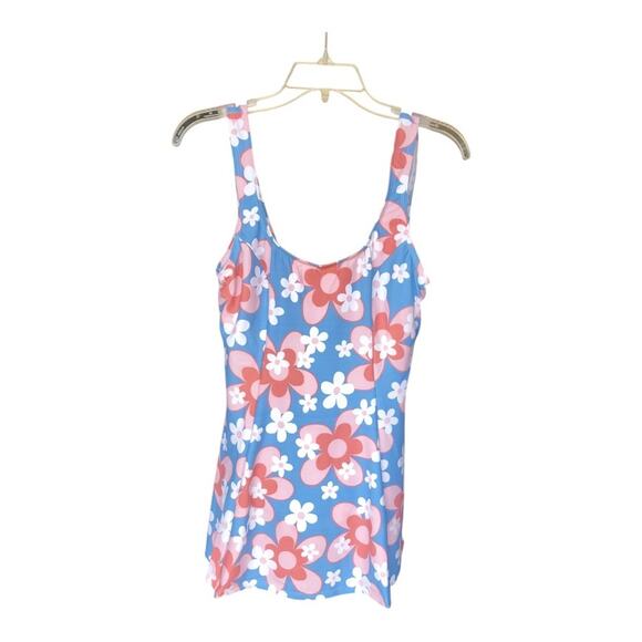 Esther Williams NWT Retro Chic Let Fun Bloom One Piece Swim Dress Shorts Size 12 - Picture 2 of 13